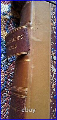 C1800s. George Eliot's Works. Beautiful Marbled Leather Antique 7 Book Set. Rare