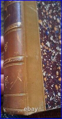 C1800s. George Eliot's Works. Beautiful Marbled Leather Antique 7 Book Set. Rare