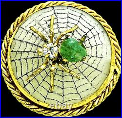 CAMPHOR GLASS Antique Spider Web Bug Brooch Pin ULTRA RARE