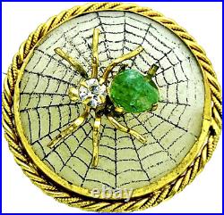 CAMPHOR GLASS Antique Spider Web Bug Brooch Pin ULTRA RARE