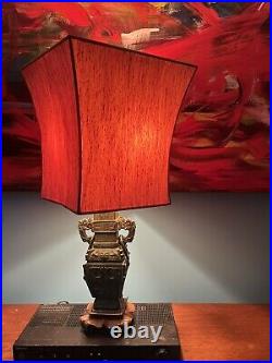 CHINESE BRONZE LAMP Rare Antique Oriental Masterpiece Qing Beautiful light
