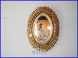 C 1940 French Rare Shape Gold Gilt Sunburst Starburst Mirror Beautiful Vintage