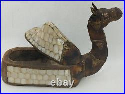 Camel Shaped Wooden Jewelry Box Rare Beautiful Antique