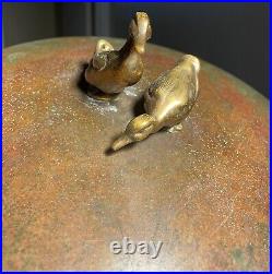 Carl Sorensen Signed Bronze Bowl with two beautiful ducks on lid RARE find