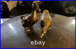 Carl Sorensen Signed Bronze Bowl with two beautiful ducks on lid RARE find
