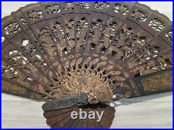 Chinese antique/vintage wooden fan. Rare and beautiful