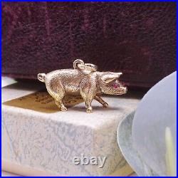 Early 20th century 18ct gold pig charm / pendant, antique, ruby eyes, rare
