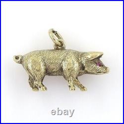Early 20th century 18ct gold pig charm / pendant, antique, ruby eyes, rare