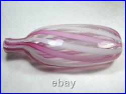 English Glass Nailsea Pink Candy Twist Flask Victorian. Rare Beautiful Antique