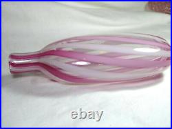 English Glass Nailsea Pink Candy Twist Flask Victorian. Rare Beautiful Antique