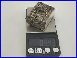 Filigree Silver 925 Small Treasure Chest Box Shaped Rare Beautiful Antique