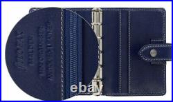 Filofax-malden Mini-rare Antique Navy Blue Buffalo Leather-new-boxed New-beauty
