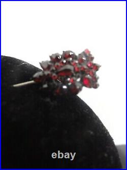 Georgian Antique Fab Genuine Rose Cut Garnet Crowned Heart Pin Superb Piece Rare