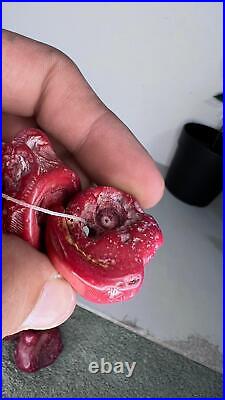 Huge Coral Red Natural Antique Stone 23 Beads Old Asian Beautiful Chain Rare Old