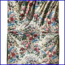Incredibly Rare Beautiful 19th Century French Floral Cotton Chintz Drape (3175)