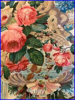 Incredibly Rare Beautiful 19th Century French Floral Cotton Chintz Drape (3175)