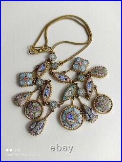 Italy Micro Mosaic Glass ULTRA RARE ESTATE BEAUTIFUL ANTIQUE NECKLACE