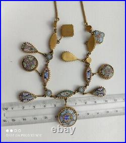 Italy Micro Mosaic Glass ULTRA RARE ESTATE BEAUTIFUL ANTIQUE NECKLACE