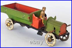 LEHMANN TRUCK RARE Early c1900 Tinplate Lorry with Driver Beautiful Antique