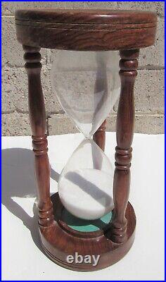 Large Rare Beautiful 19th Century Turned Wood Sand Hour Glass Timer 12 Tall