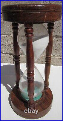 Large Rare Beautiful 19th Century Turned Wood Sand Hour Glass Timer 12 Tall