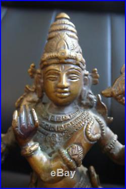 Lord VISHNU Rare Antique Bronze Carved Hindu Beautifully Detailed Figure Statue