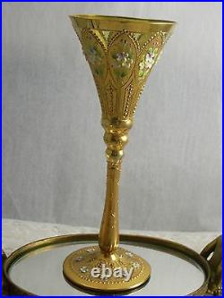 Lucky Antique Moser rare art glass goblet gold gilded beautiful flute shape