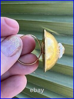 MAJESTIC RARE ANTIQUE 20 k ct gold LARGE adjustable ring pearls RAJASTHAN INDIA