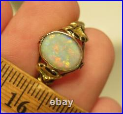 Maltese Cross Ostby Barton 10k Antique Floral Filigree Opal Bezel Rare Ring Ob