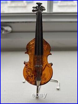 Miniature Antique Amber And Silver Cello. Circa 1800's. Very Rare & Beautiful