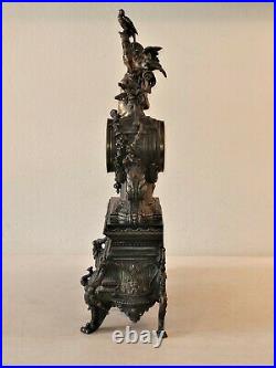 Monumental Rare French Empire Figural Clock H&F Paris Beautiful Woman Ornate