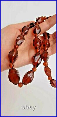 Necklace Baltic old amber. Rare. Beautiful antique natural. Cognac Color 66 gram