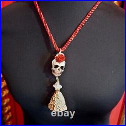 Necklace pendant woman vintage amulet jewelry talisman death skull mexican rare