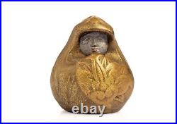 Netsuke of Onna-Daruma in beautiful gold lacquer. 19th C Rare and lovely. Sale