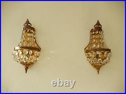 OLD French Crystal Prisms Bronze Sconces Empire Rare Beautiful Vintage