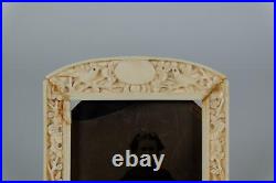 Old Rare 18th Antique Beautiful Young Lady W Carved Birds Flowers Frame