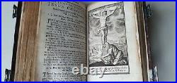 Old & rare prayerbook with beautiful silver locks and full page engravings 1780