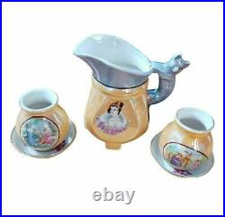 Original Vintage Old Antique Beautiful Design Rare Porcelain Tea Set Rich Patina
