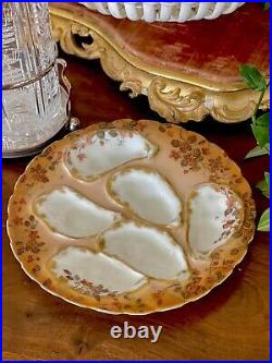 Oysters plate Haviland rare and antique beautiful motif gold