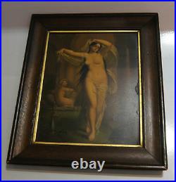 Painting On Tin Antique Jeune Bayadere Felon Dancing Nude Beauty Frame Rare