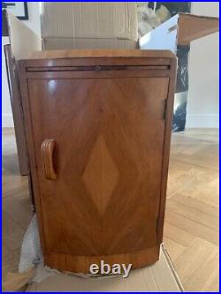 Pair of Beautiful and Rare Art Deco Walnut Bedside Cabinets