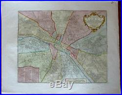 Paris city plan France 1756 Isaac Tirion & Grieve beautiful rare antique map