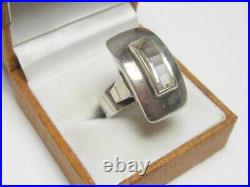 RARE AMAZING Russian Vintage Ring Rock Crystal Silver 875 Size 7. 5 Soviet Era