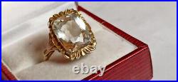 RARE AMAZING USSR Vintage Ring Rock Crystal Silver 875 Size 6.5 Soviet Jewelry