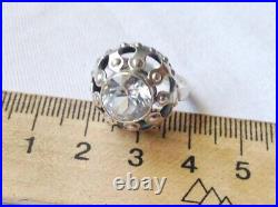 RARE AMAZING USSR Vintage Ring Rock Crystal Silver 875 Size 7 Soviet Jewelry