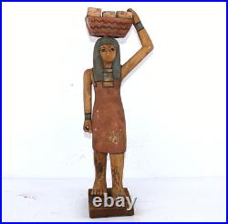 RARE ANCIENT EGYPTIAN ANTIQUE Beautiful Bekery Women Bearing Food Wood Statue