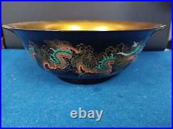 RARE ANTIQUE BEAUTIFUL CHINESE LACQUERED SET CUTLERY AND BOWLS With KOI AND DRAGON