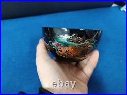 RARE ANTIQUE BEAUTIFUL CHINESE LACQUERED SET CUTLERY AND BOWLS With KOI AND DRAGON