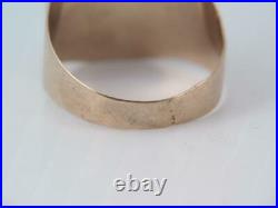 RARE ANTIQUE GEORGIAN SOLID 10K ROSE GOLD MOURNING BRAIDED HAIR RING sz 8 3/4
