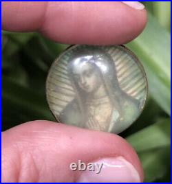 RARE ANTIQUE Religious 9 k 9 ct gold Virgin of Guadalupe picture charm pendant